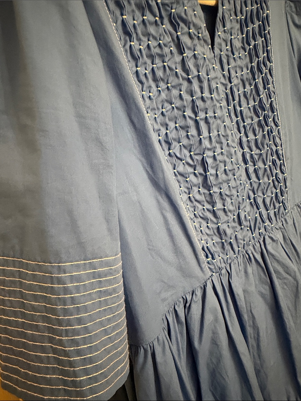 She + Sky Cobalt Smocked Tiered Short Sleeve Dress - Picture 3 of 4